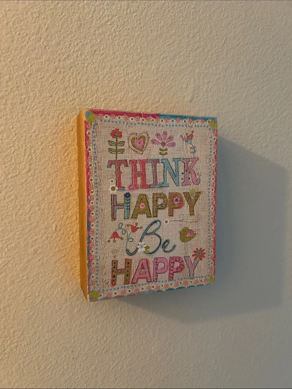 Natural life think happy be happy wall desk decor wood sign